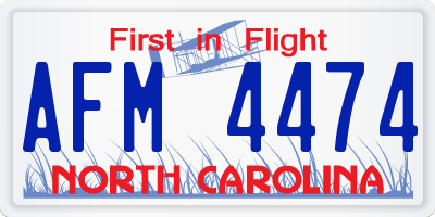 NC license plate AFM4474