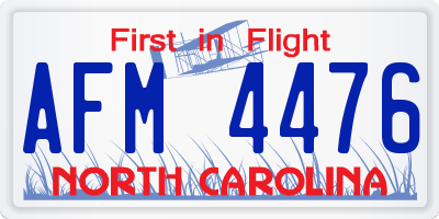 NC license plate AFM4476