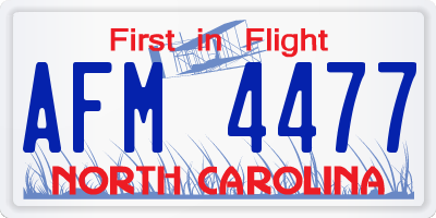 NC license plate AFM4477