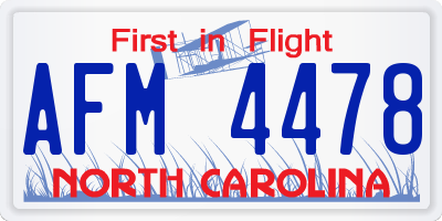 NC license plate AFM4478