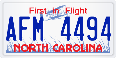 NC license plate AFM4494