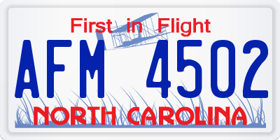 NC license plate AFM4502