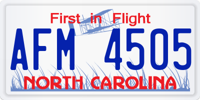 NC license plate AFM4505