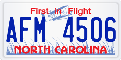 NC license plate AFM4506