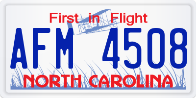NC license plate AFM4508