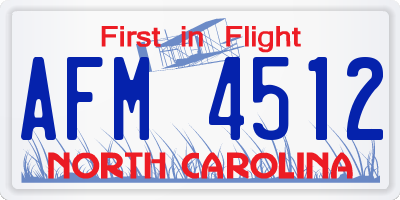 NC license plate AFM4512