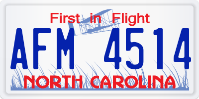 NC license plate AFM4514
