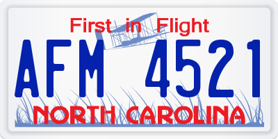 NC license plate AFM4521