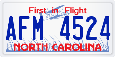 NC license plate AFM4524