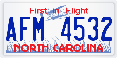 NC license plate AFM4532