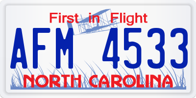NC license plate AFM4533
