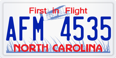 NC license plate AFM4535