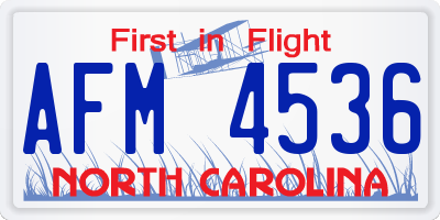 NC license plate AFM4536