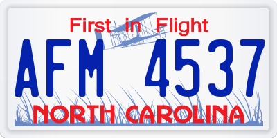 NC license plate AFM4537