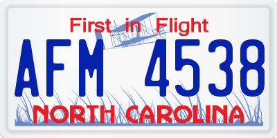 NC license plate AFM4538