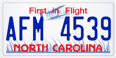NC license plate AFM4539
