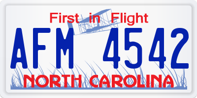 NC license plate AFM4542