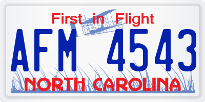 NC license plate AFM4543