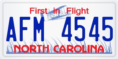 NC license plate AFM4545