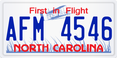 NC license plate AFM4546