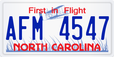 NC license plate AFM4547