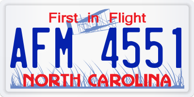 NC license plate AFM4551