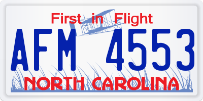 NC license plate AFM4553