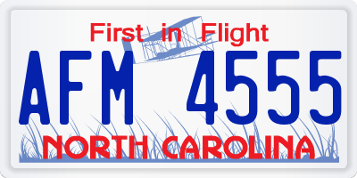 NC license plate AFM4555