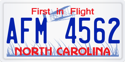 NC license plate AFM4562