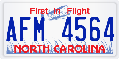 NC license plate AFM4564