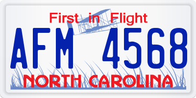 NC license plate AFM4568