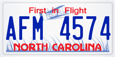 NC license plate AFM4574