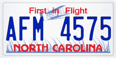 NC license plate AFM4575