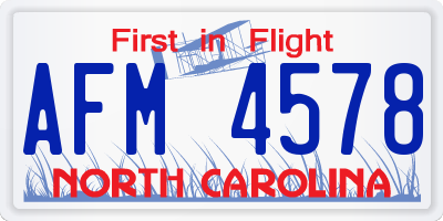 NC license plate AFM4578