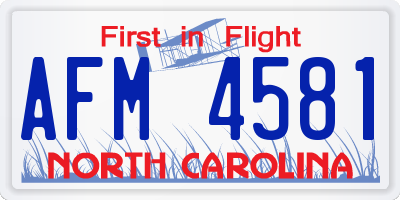 NC license plate AFM4581