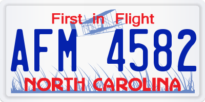 NC license plate AFM4582