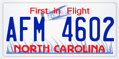 NC license plate AFM4602