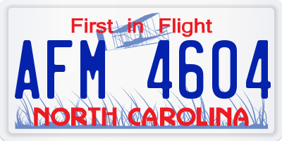 NC license plate AFM4604