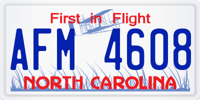 NC license plate AFM4608
