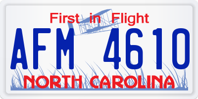 NC license plate AFM4610