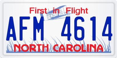 NC license plate AFM4614