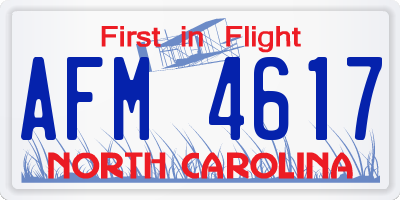 NC license plate AFM4617