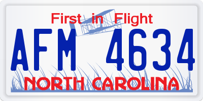 NC license plate AFM4634