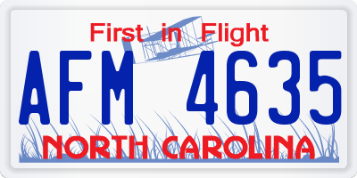 NC license plate AFM4635