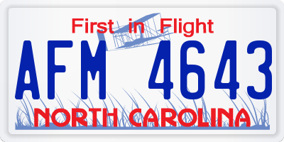 NC license plate AFM4643