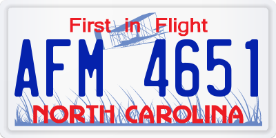 NC license plate AFM4651