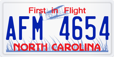 NC license plate AFM4654