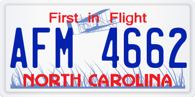 NC license plate AFM4662