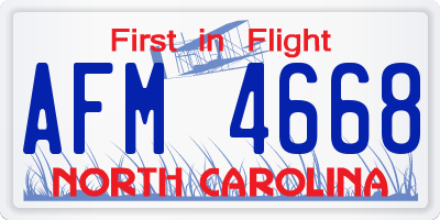 NC license plate AFM4668