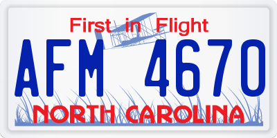NC license plate AFM4670